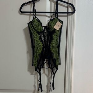 Agent Provocateur Black and Green Lace Chemise